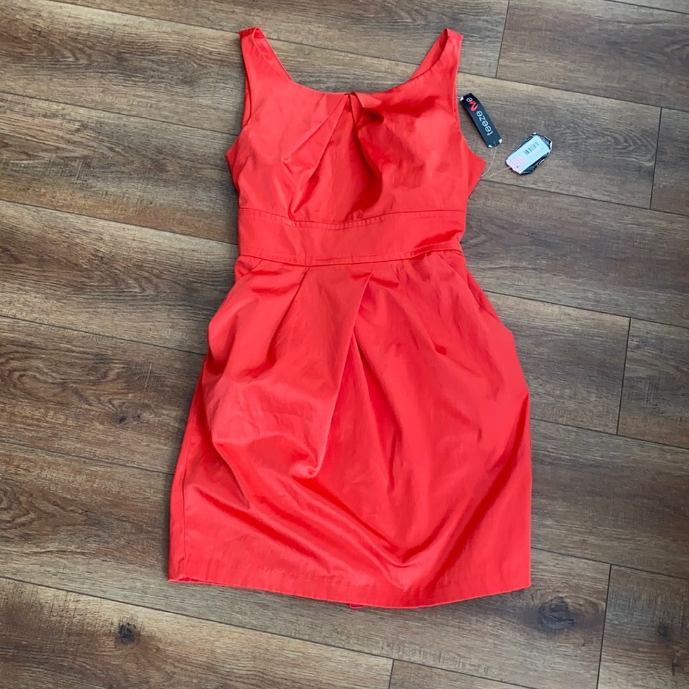 Coral silk sleeveless formal dress. Junior Size 13. NWT